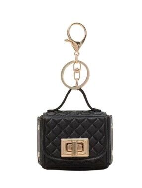 Purse Charm, Mini Embossed Clutch Black